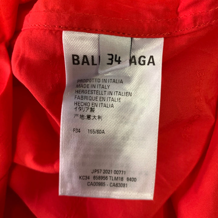 BALENCIAGA Size S Red Monogram Lyocell Button Down Long Sleeve Shirt