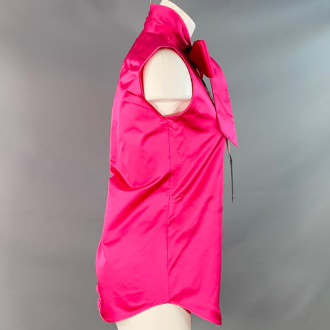 Haut sans manches avec nœud en soie fuchsia DSQUARED2, taille XS