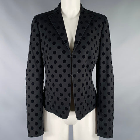 AKRIS Size 8 Black Viscose Blend Polka Dot Blazer