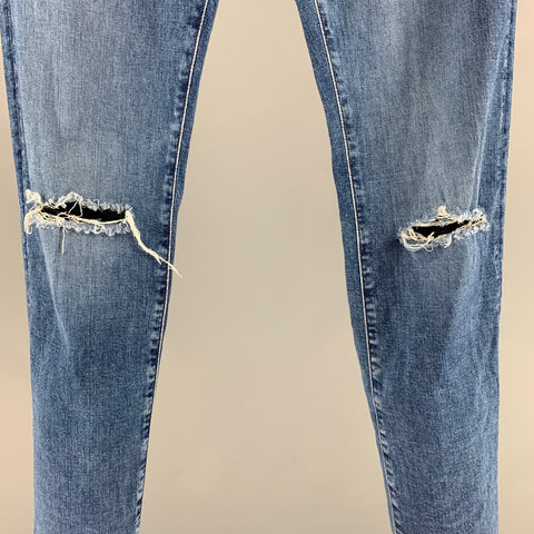 FRAME Size 31 Blue Distressed Cotton Elastane Jeans