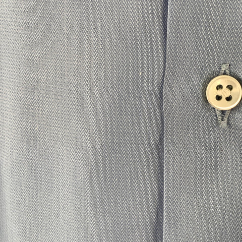 ERMENEGILDO ZEGNA Size L Blue Cotton Spread Collar Long Sleeve Shirt
