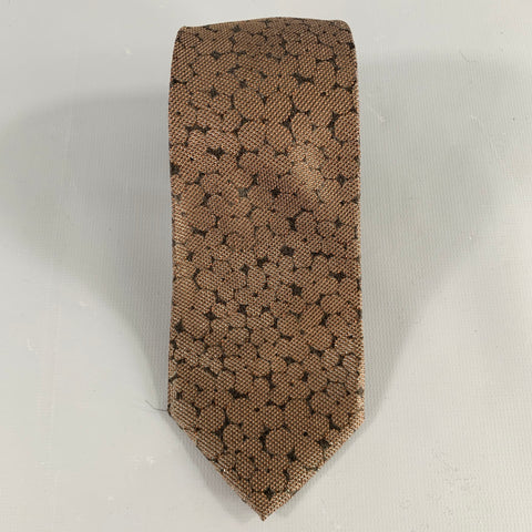 BOTTEGA VENETA Brown Silver Dots Silk Blend Tie