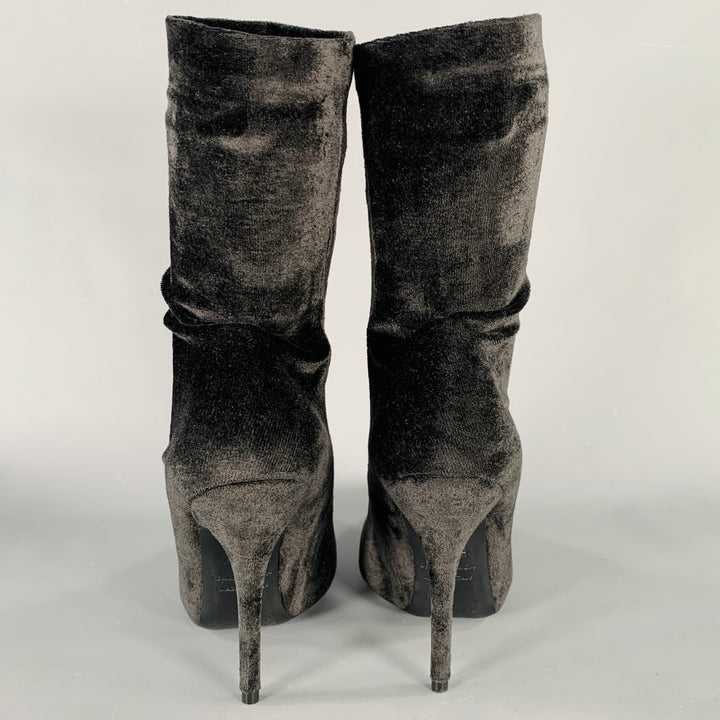 BALENCIAGA Size 7 Knife Black Velvet Pointed Toe Boots
