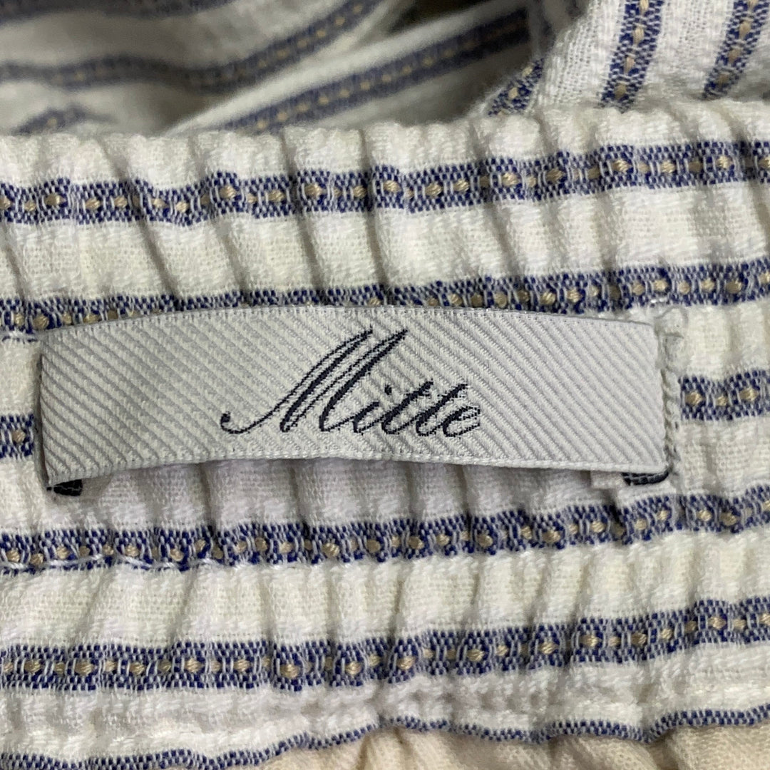 CRUNA Size 32 White Blue Stripe Cotton Blend Drawstring Casual Pants