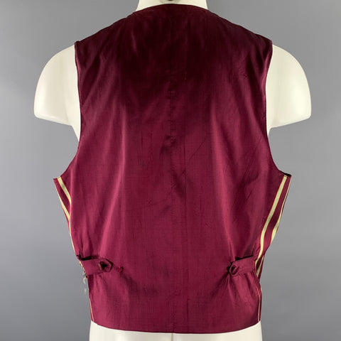 WILKE RODRIGUEZ Size L Burgundy Green Stripe Silk Vest