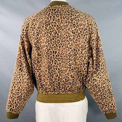 KAPITAL Size XL Brown Black Animal Print Tiger Camo Cotton Reversible Bomber Jacket