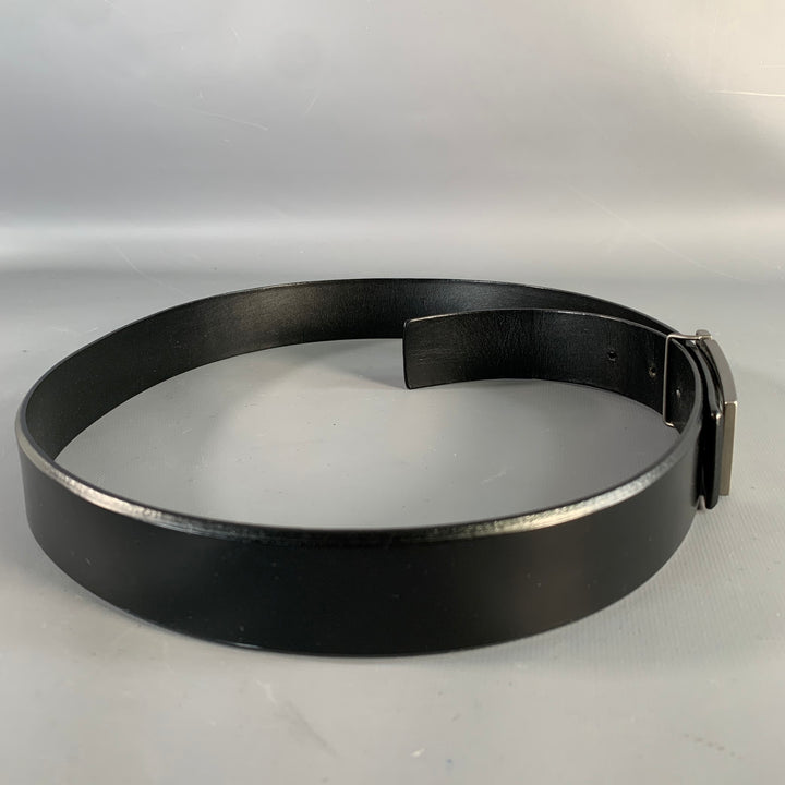 SALVATORE FERRAGAMO Size 34 Black Silver Leather Belt