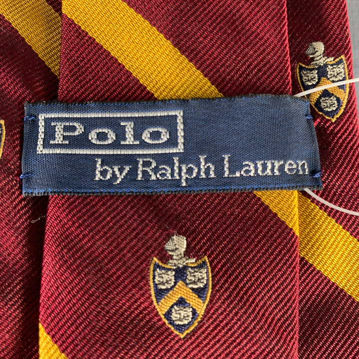 POLO by RALPH LAUREN Burgundy Gold Crest Silk Tie