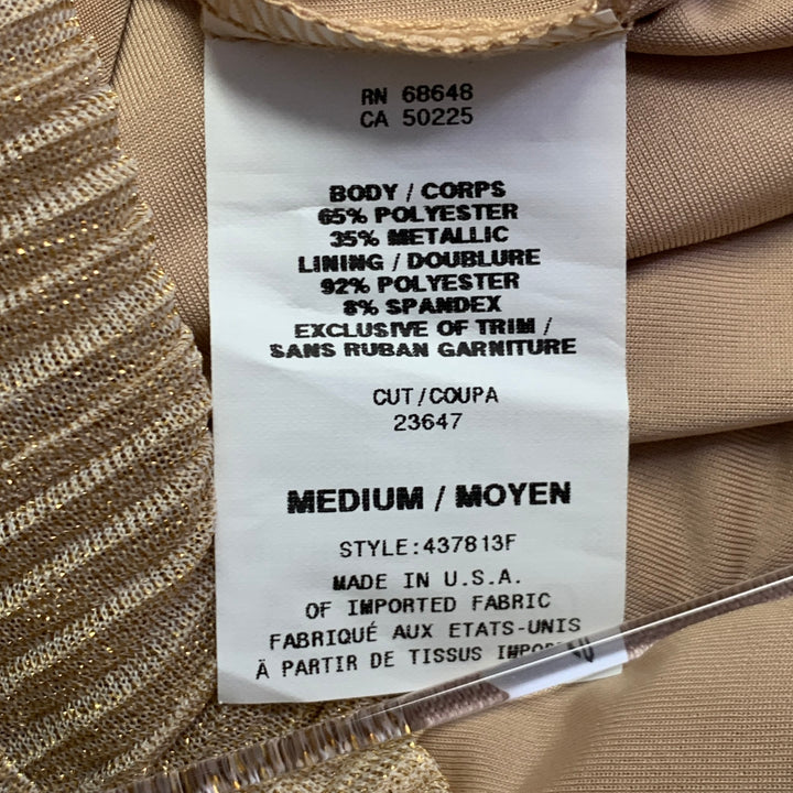 ABS Size M Cream Gold Polyester Metallic Pleated Maxi Skirt