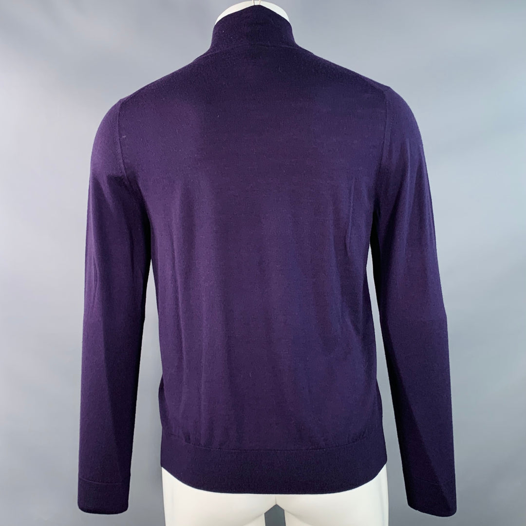 PAUL SMITH Size M Purple Merino Wool Zip Up Cardigan