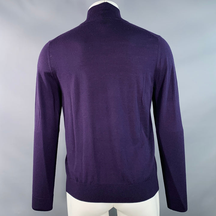 PAUL SMITH Size M Purple Merino Wool Zip Up Cardigan