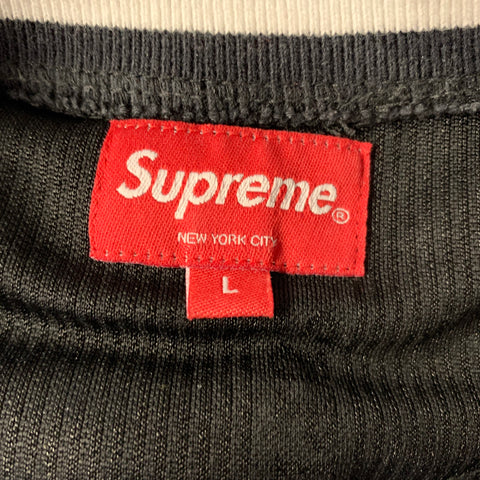 SUPREME Size L Black Silver White Logo Polyester Jersey T-shirt