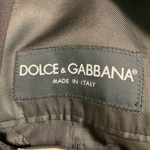 DOLCE & GABBANA Size 46 Black Burgundy Stripe Virgin Wool Sport Coat
