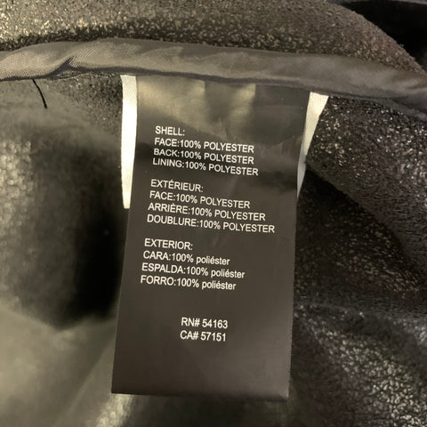 KARL LAGERFELD Chest Size L Black Faux Fur Boucle Polyester Overcoat