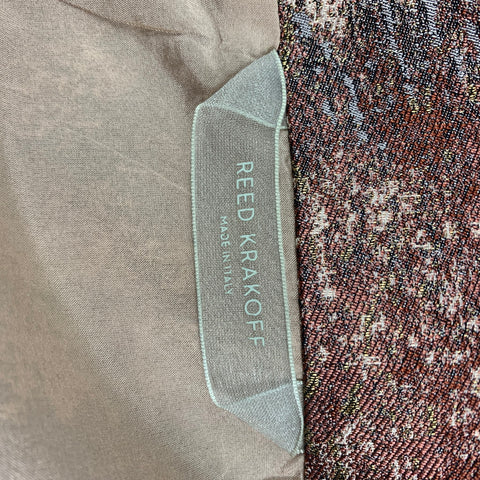 REED KRAKOFF Size 6 Pink & Silver Marbled Silk / Viscose Pencil Skirt