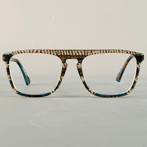 J.F. REY Brown Blue Stripe Acetate Frames Eyewear