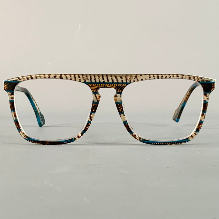 J.F. REY Brown Blue Stripe Acetate Frames Eyewear
