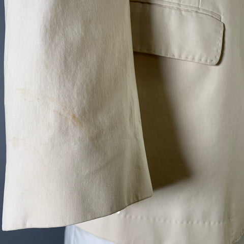 DRIES VAN NOTEN Size 42 Ivory Solid Cotton Notch Lapel Sport Coat