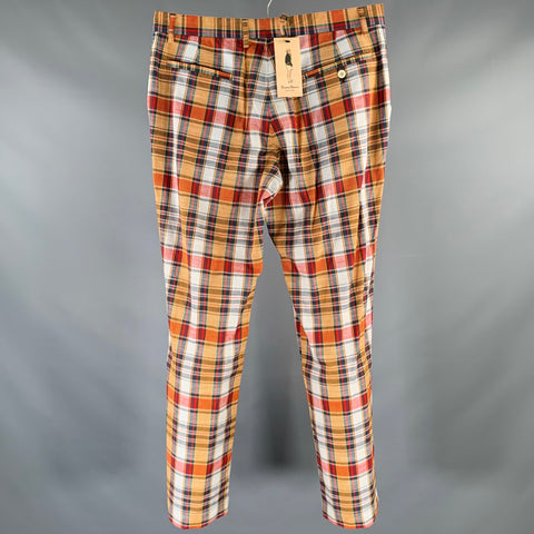ROWING BLAZERS Size 32 Red Multi-Color Plaid Cotton Zip Up Madras Casual Pants
