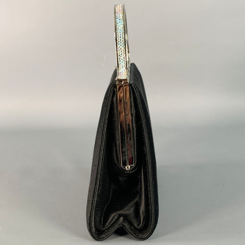 JUDITH LEIBER Vintage One Size Black Silver Silk Evening Handbag