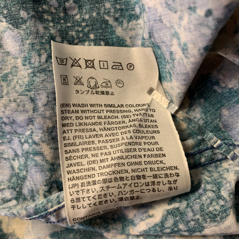 ACNE STUDIOS Size M Blue Teal Marbled Cotton Button Down Long Sleeve Shirt