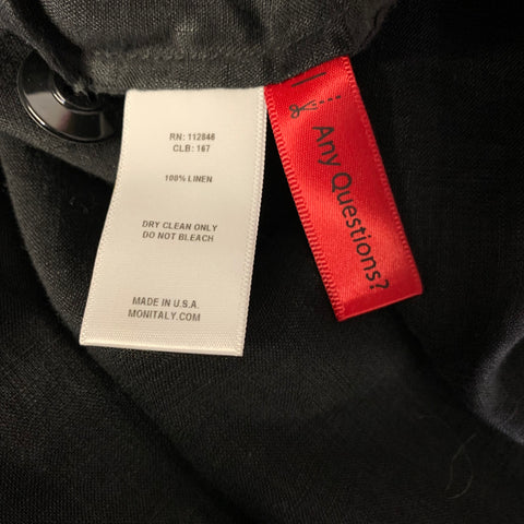 MONITALY Size L Black See Through Linen Double Breasted Coat