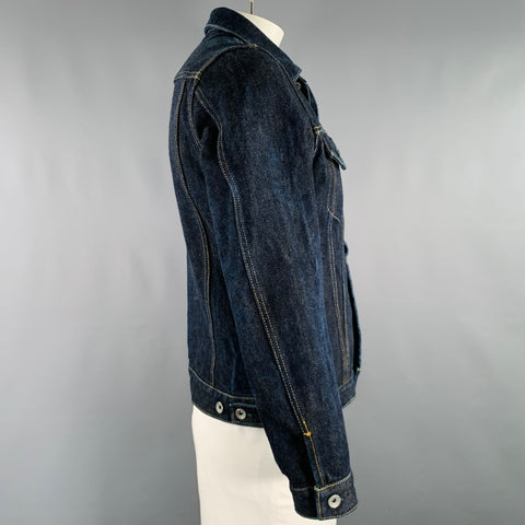 IRON HEART Size L -Type III- 21 oz Blue Indigo Contrast Stitch Selvedge Denim Jacket