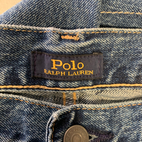 RALPH LAUREN Size 36 Indigo Patchwork Denim Zip Fly Jeans