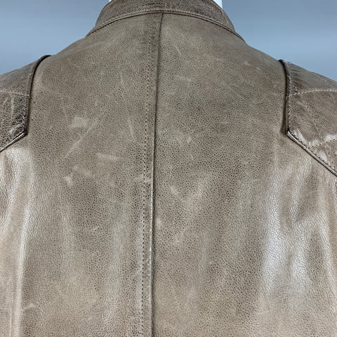 BELSTAFF Size 40 Grey Taupe Quilted Leather Motorcycle Jacket