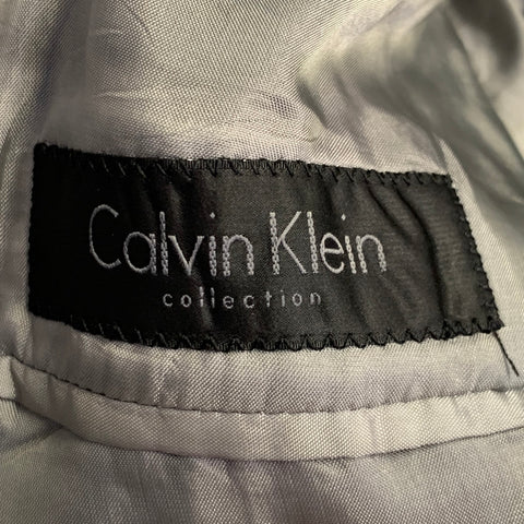 CALVIN KLEIN COLLECTION Size 40 Grey Metallic Cotton Blend Peak Lapel Suit