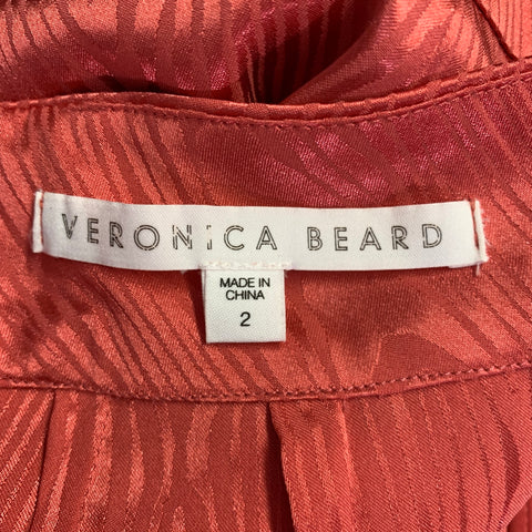 VERONICA BEARD Size 2 Red Coral Polyester Blend Marbled Dress Pants