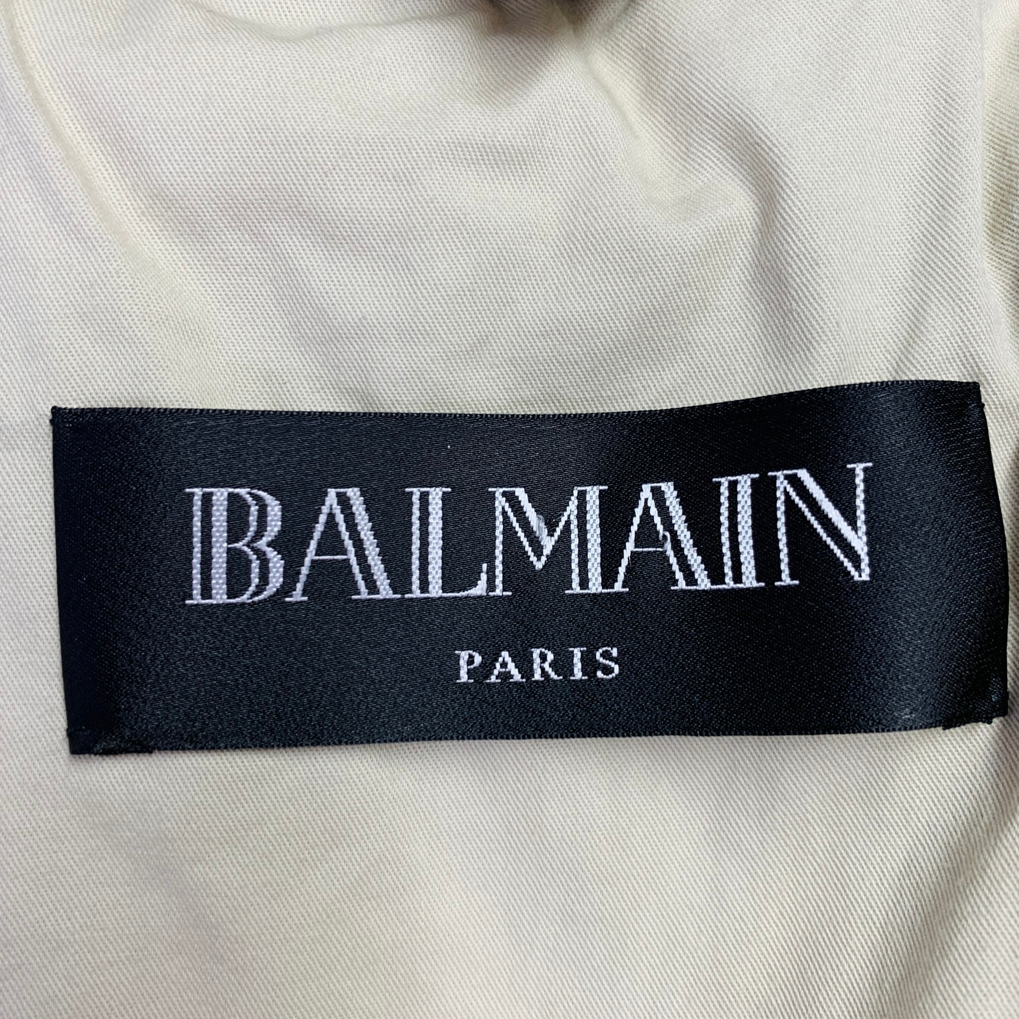 BALMAIN SS16 Size S Beige Calfskin Suede Hooded Asymmetrical Snaps