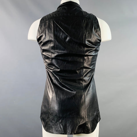 Gilet en cuir noir GARETH PUGH Taille 36 Boutons cachés