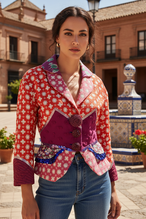 LOUIS VUITTON Size 6 Multi-Color Embroidered Polyester Blend Jacket