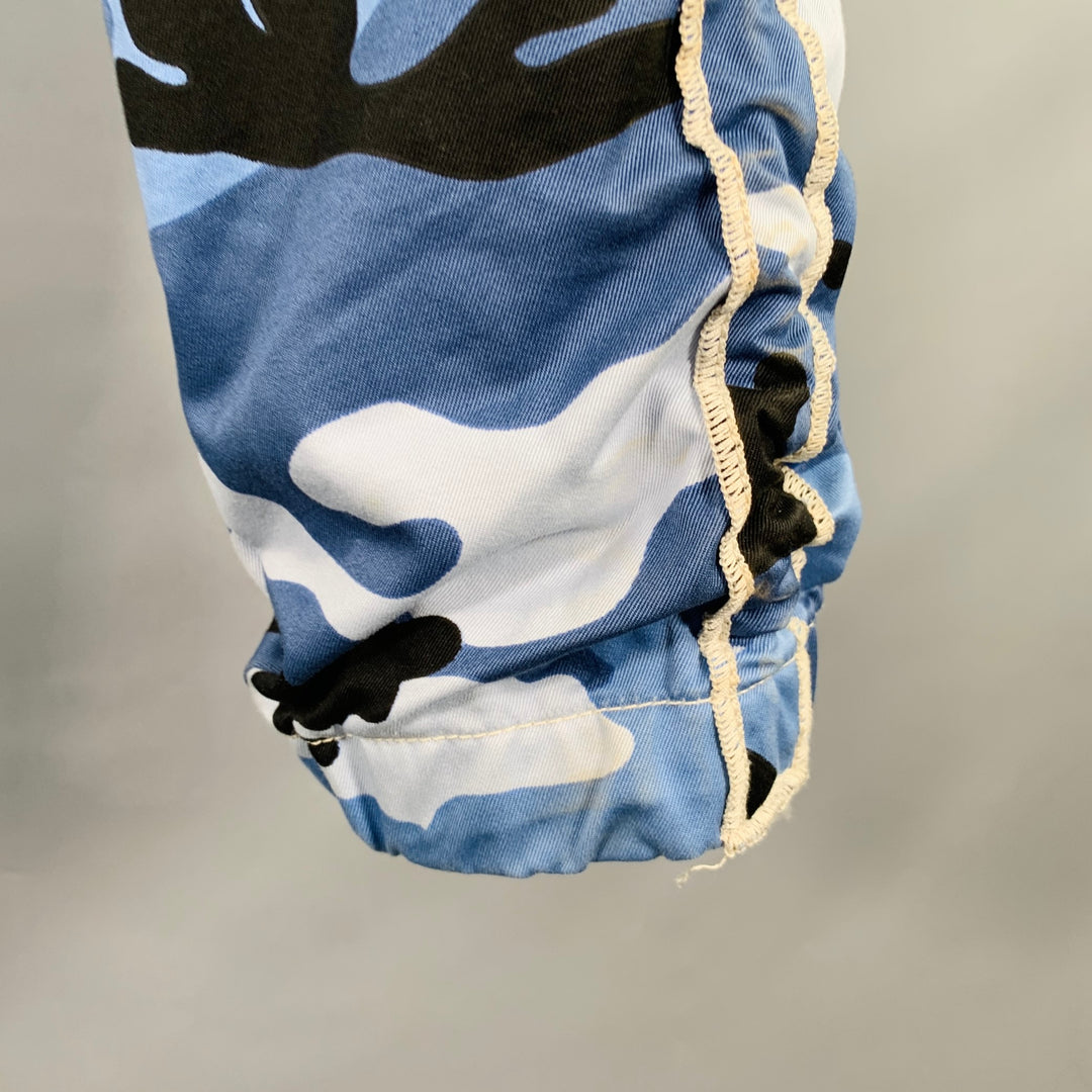 VALENTINO Size 30 Blue Black Camouflage Cotton Cargo Pockets Casual Pants
