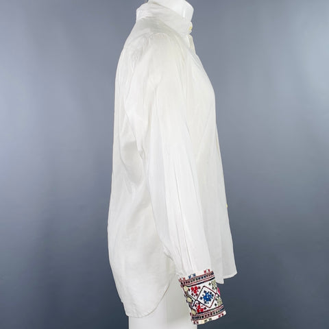 PS by PAUL SMITH Size M White Multi Color Embroidery Cotton Long Sleeve Shirt