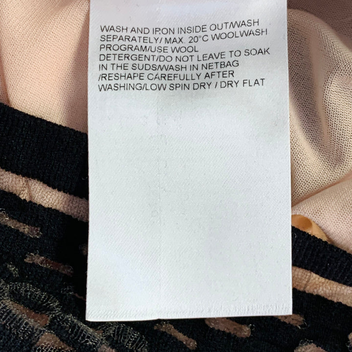 ESCADA Size L Black Nude Viscose Blend Textured Stripe 3/4 Sleeves Scoop Neck Casual Top