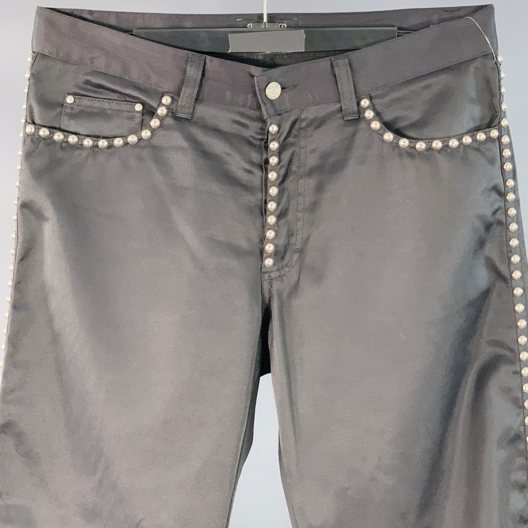 GIANFRANCO FERRE Size 32 Black Studded Cotton Blend Jean Cut Casual Pants