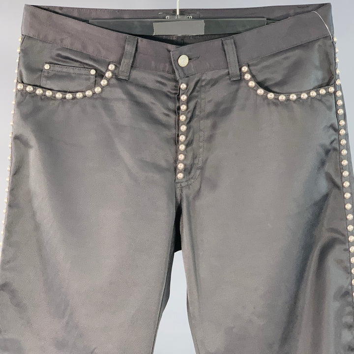 GIANFRANCO FERRE Size 32 Black Studded Cotton Blend Jean Cut Casual Pants