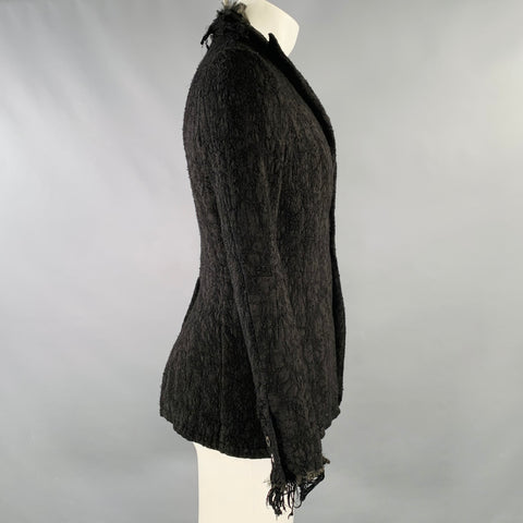 A TENTATIVE ATELIER Size 38 Black Textured Wool Blend Raw Edge Jacket