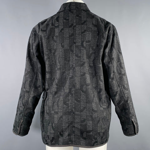 PILGRIM Size M Grey Black Geometric Wool Blend Snaps Jacket