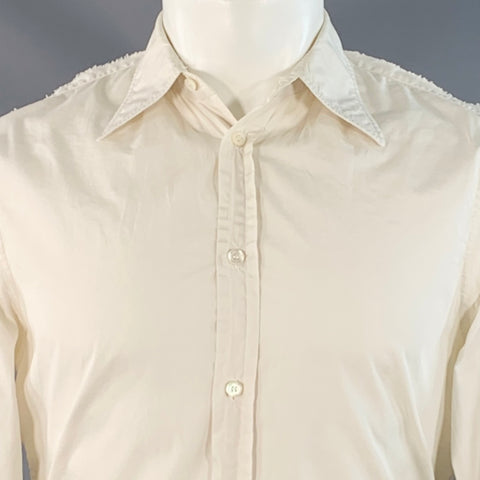 MAISON MARGIELA Size 39 White Cotton Curved Cutaway Long Sleeve Shirt