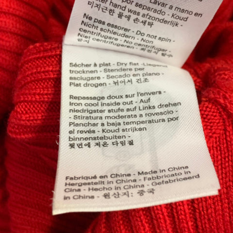 FROM FUTURE Size S Red Merino Wool Rib Knit Sweetheart Long Sleeve Midi Dress