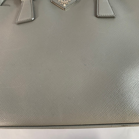 PRADA Galleria Grey Saffiano Leather Top Handles Handbag