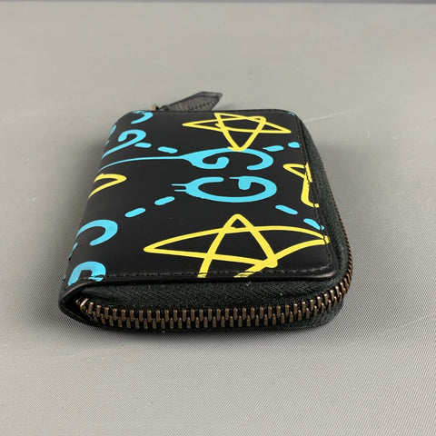 GUCCI Size One Size Black Multi-Color Monogram Leather Wallet