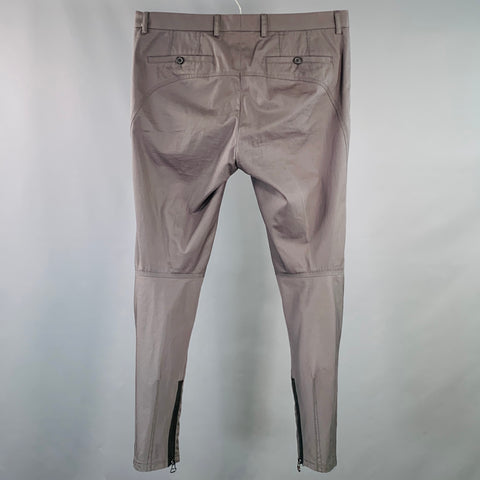 LANVIN Size 32 Grey Slate Twill Cotton Ankle Zips Casual Pants