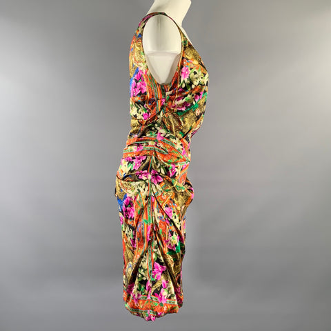 DOLCE & GABBANA Size M Pink Multi-Color Silk Blend Floral Blouson Dress