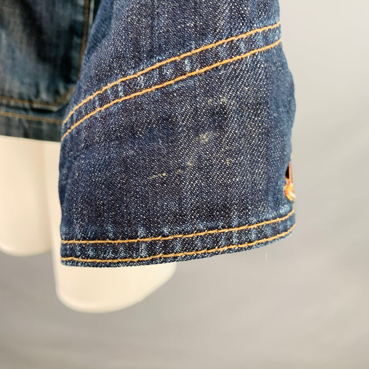 EDWIN Size M Navy Cotton Denim  Patch Pockets Chore Jacket