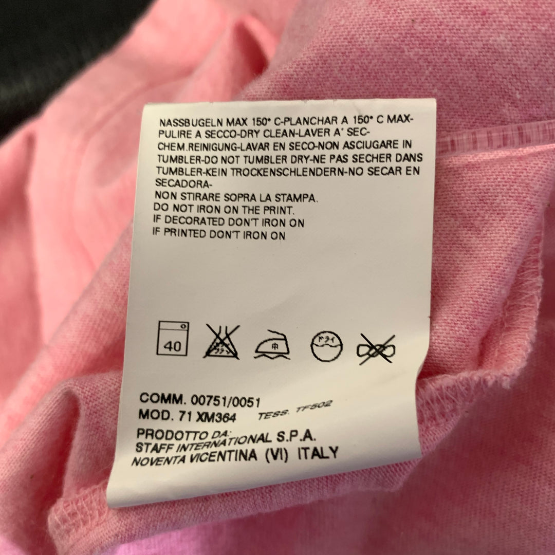 DSQUARED2 Size XL Pink Heather Cotton Ringer T-shirt
