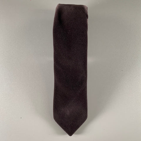 LANVIN Brown Velvet Cotton Silk Tie